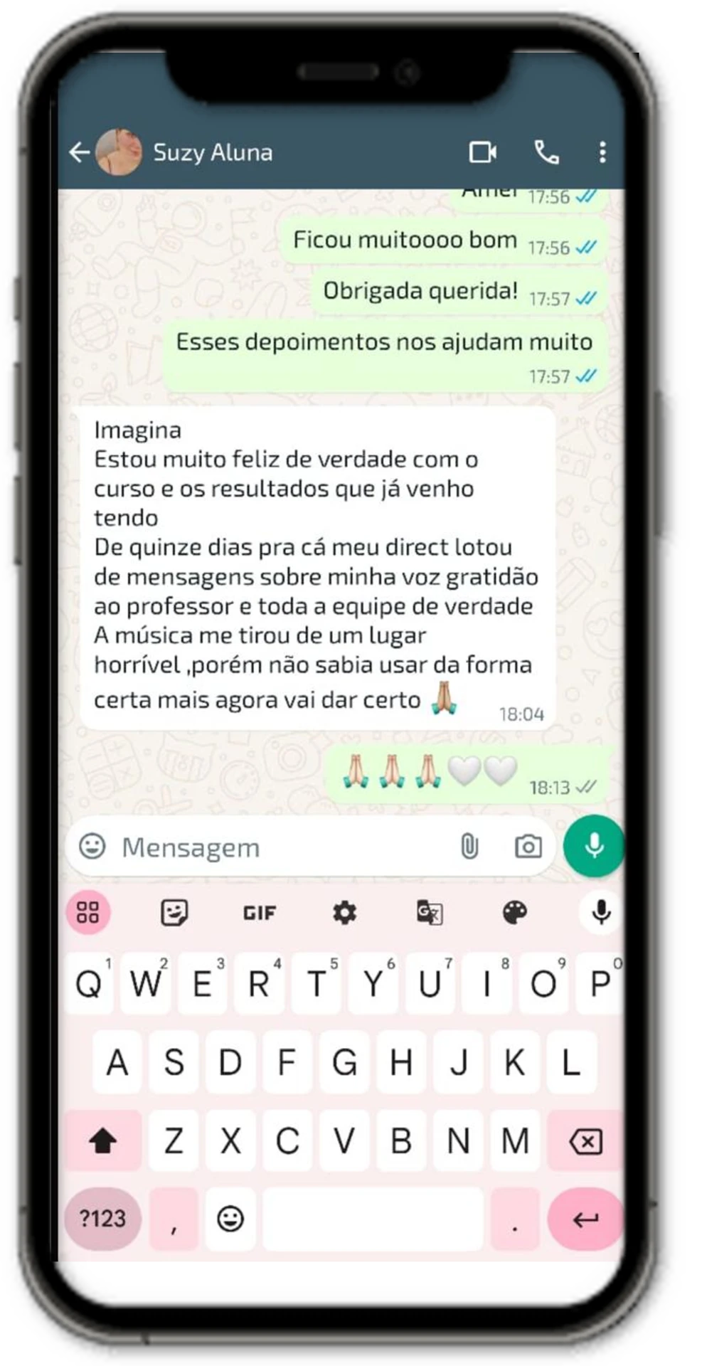 Depoimento de Suzy sobre os resultados alcançados com o curso